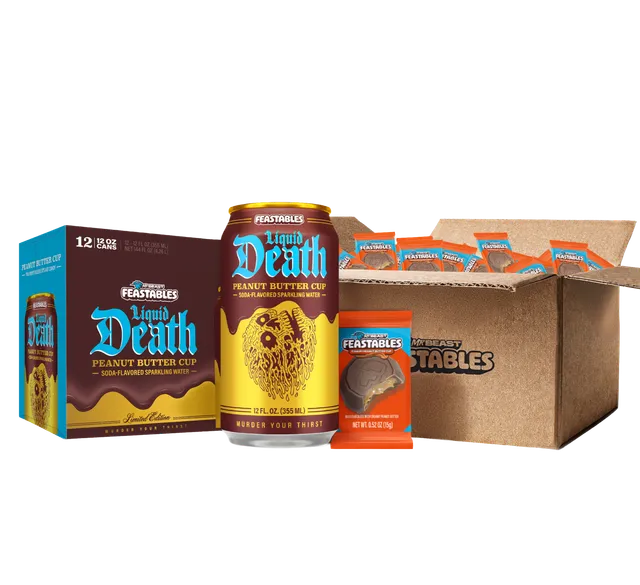 Feastables Liquid Death Peanut Butter Cup bundle boks