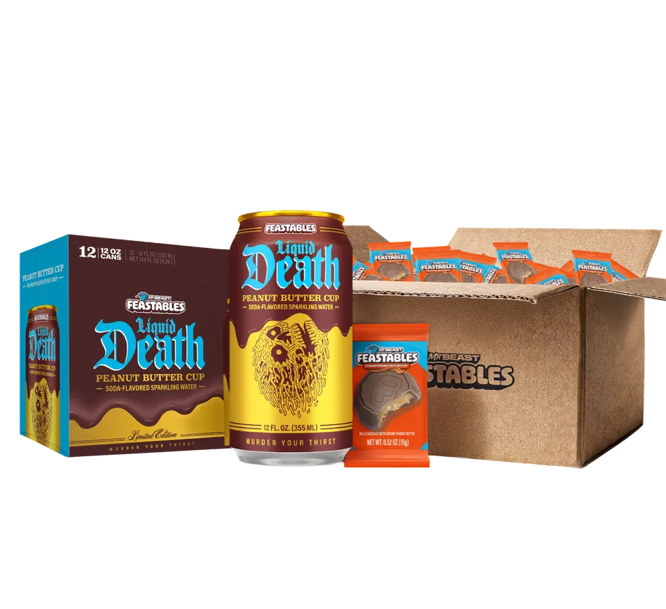 Feastables Liquid Death Peanut Butter Cup bundle boks