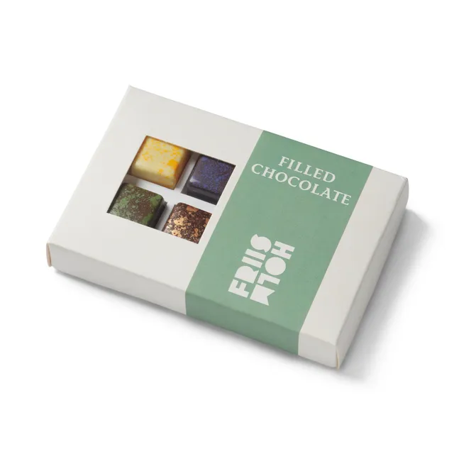 Friis-Holm fylt sjokolade 8 stk konfekt med nougat og yuzu
