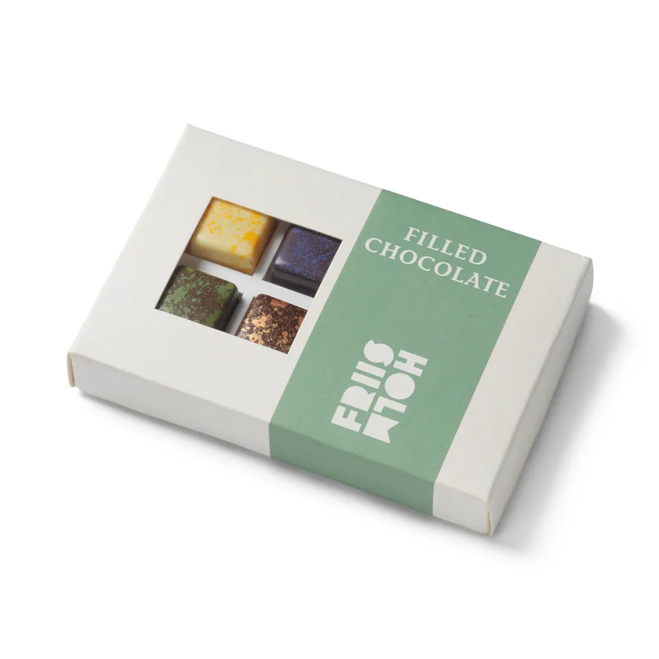 Friis-Holm fylt sjokolade 8 stk konfekt med nougat og yuzu