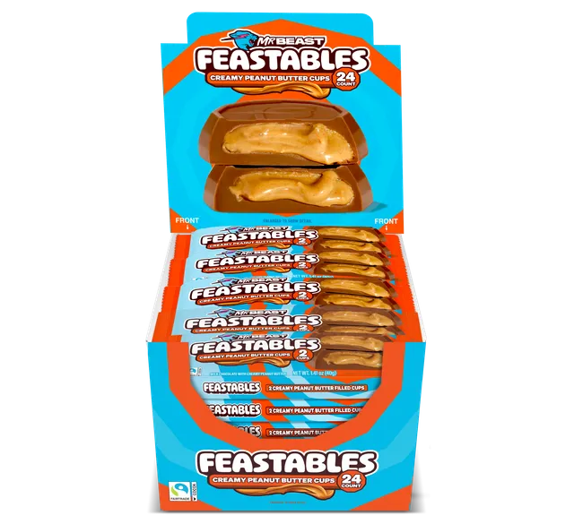 Feastables Peanut Butter Cups melkesjokolade 24x2 stk kremet