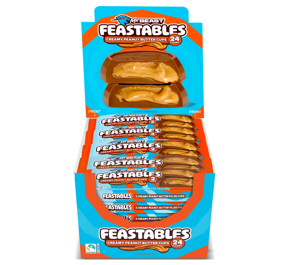 Feastables Peanut Butter Cups melkesjokolade 24x2 stk kremet