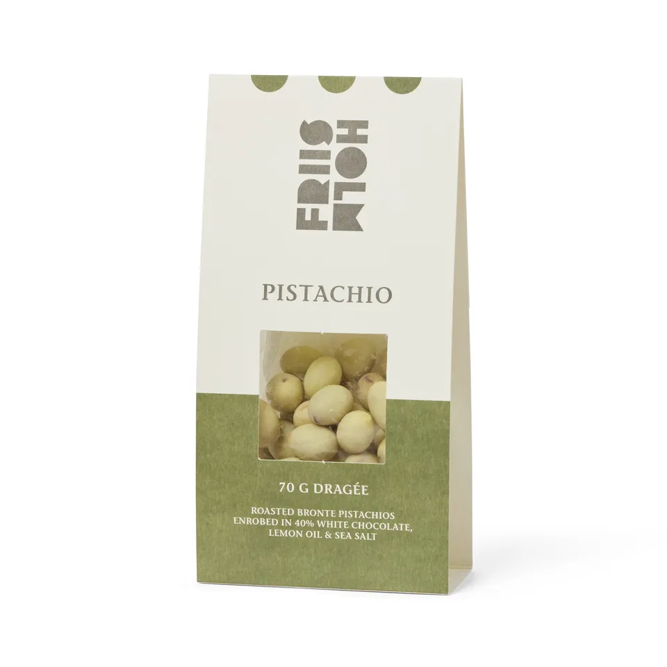 Friis-Holm Dragee pistasj hvit sjokolade 70 g Bronte