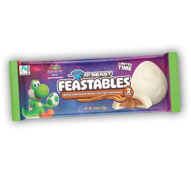 Feastables Yoshi Eggs hvit sjokolade peanøtt 12-pakning