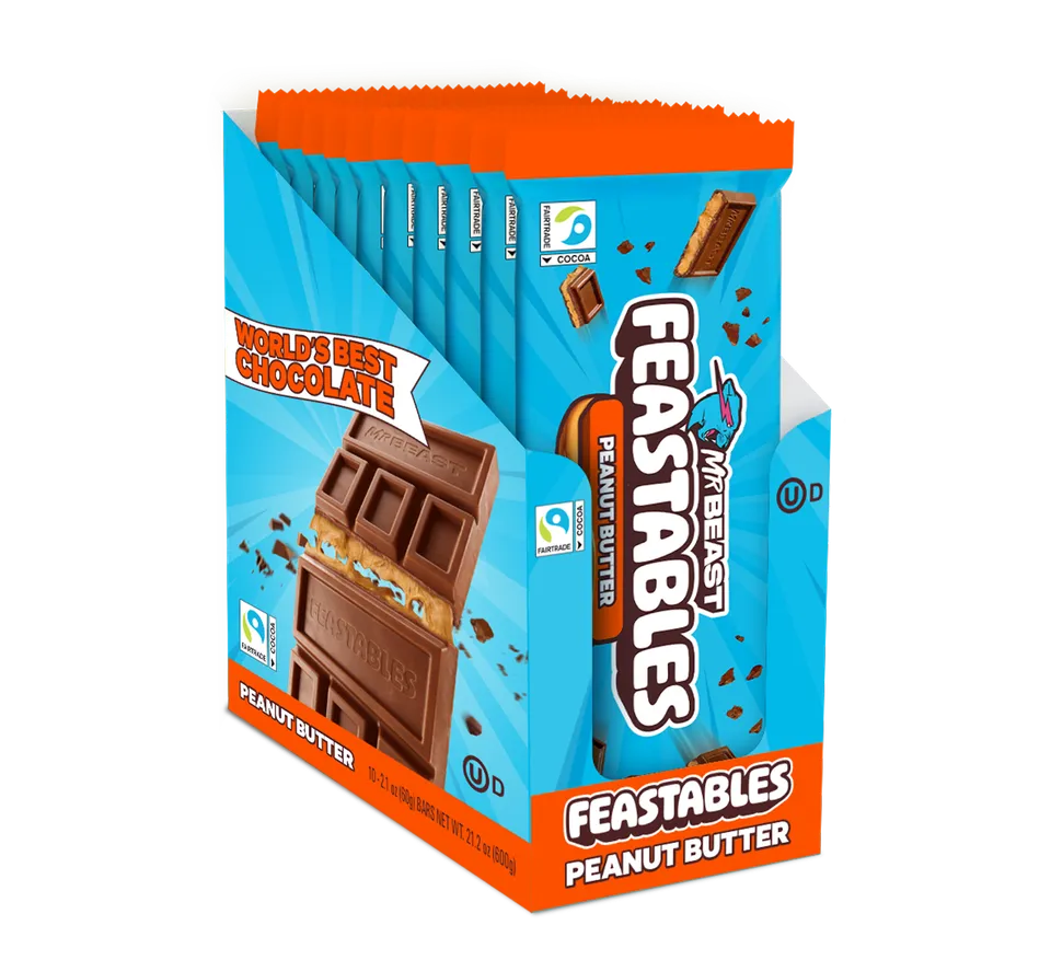 Feastables Peanut Butter sjokolade 10-pakning melk
