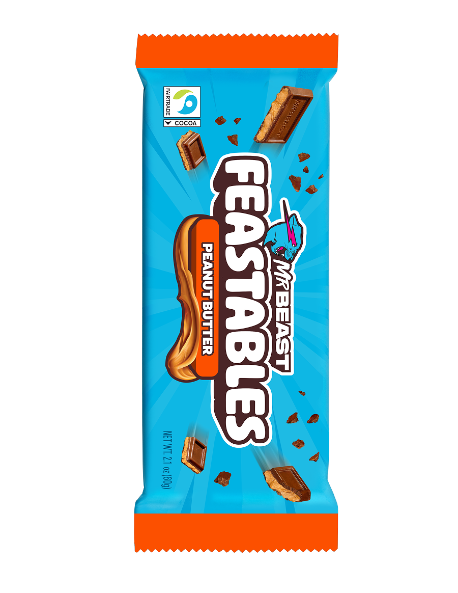 Feastables Peanut Butter sjokolade 10-pakning melk