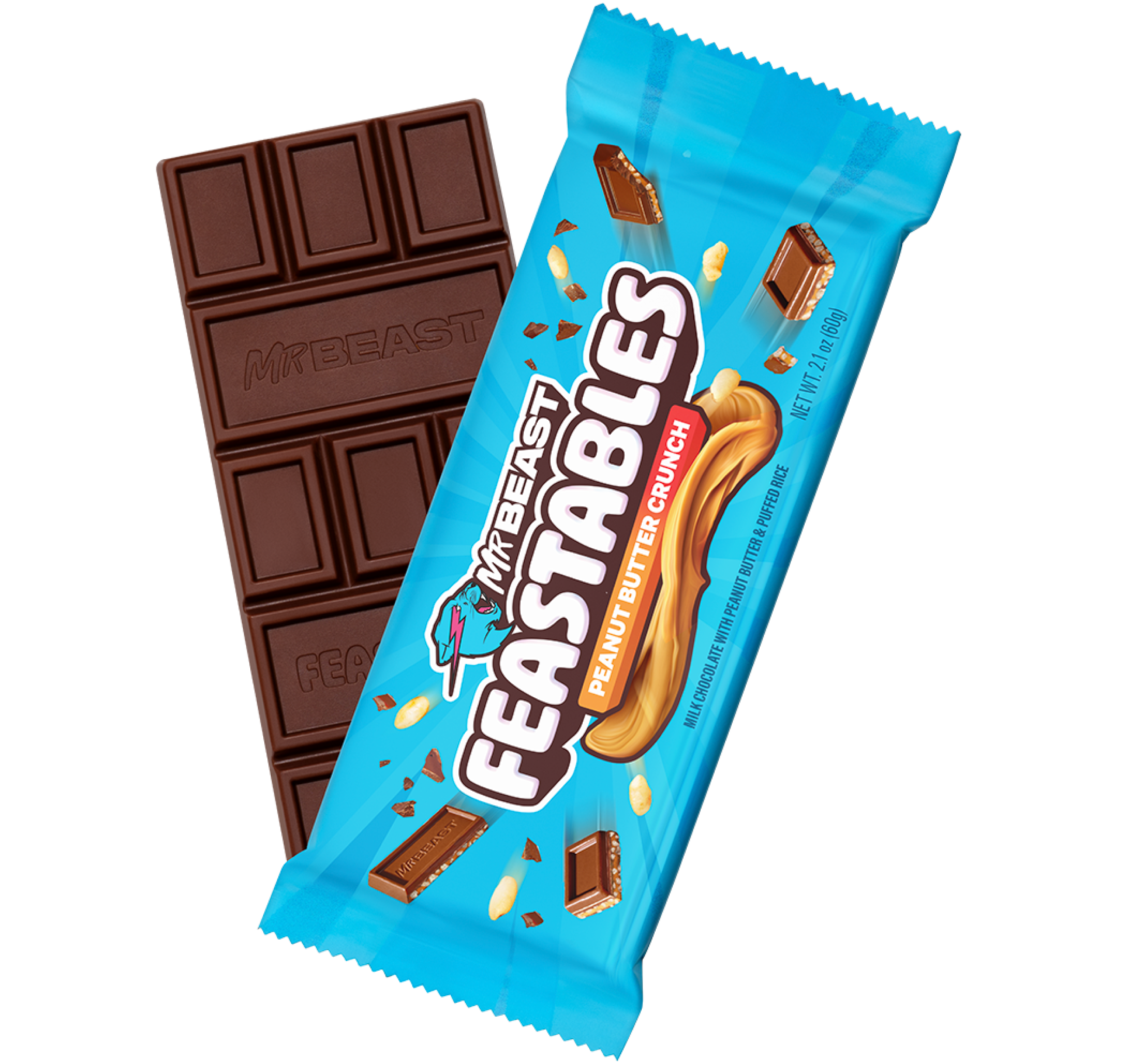 Feastables Peanut Butter Crunch sjokoladebar King Size 10-pakning peanøtt
