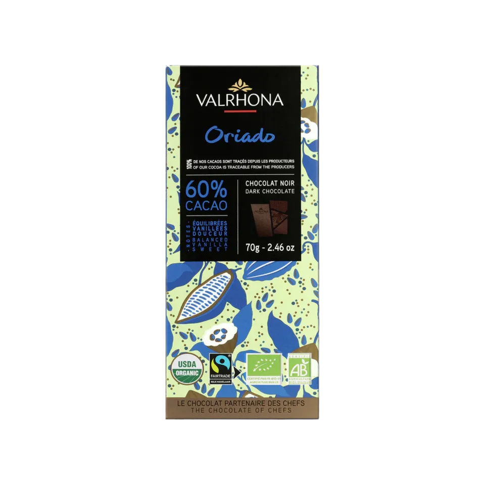 Valrhona Oriado 60% mørk sjokolade plate økologisk