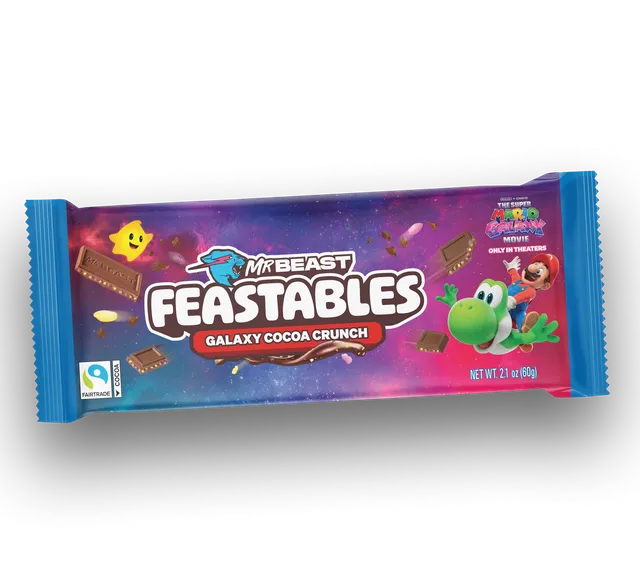 Feastables Mario Galaxy Cocoa Crunch sjokolade 10-pakning