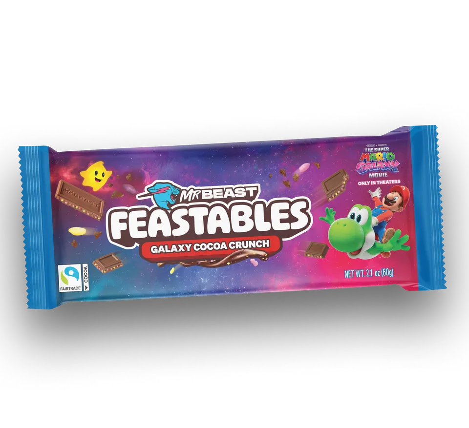 Feastables Mario Galaxy Cocoa Crunch sjokolade 10-pakning