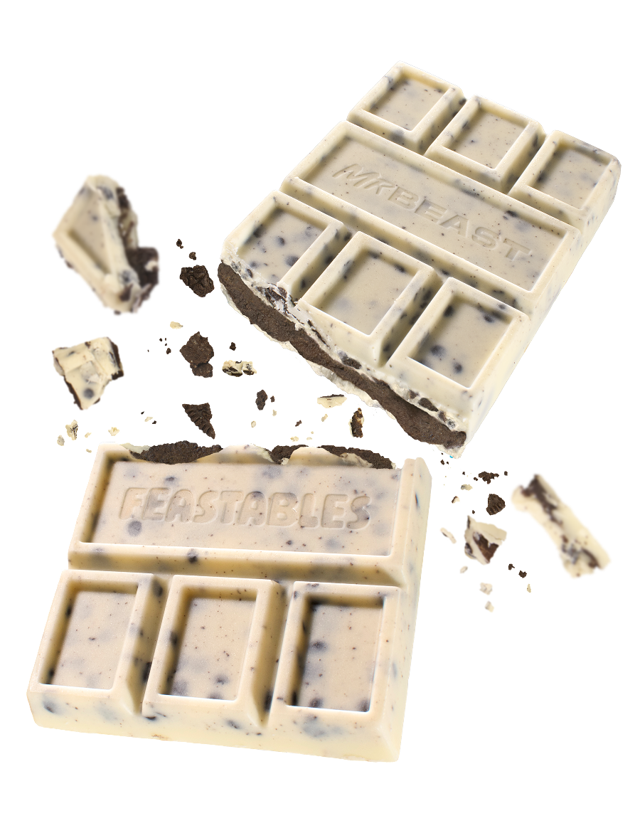 Feastables Cookies & Creme sjokoladeplate 10 pk hvit