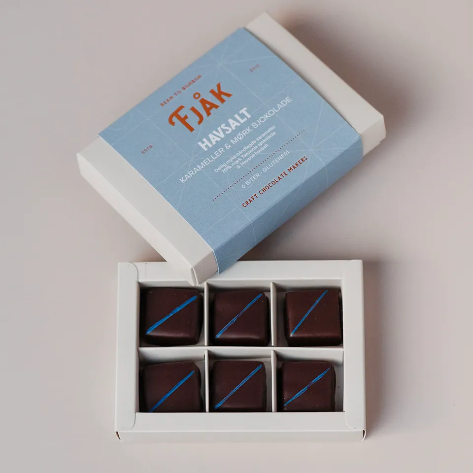 Fjåk Salt Caramels 70% mørk sjokoladeplate Tanzania