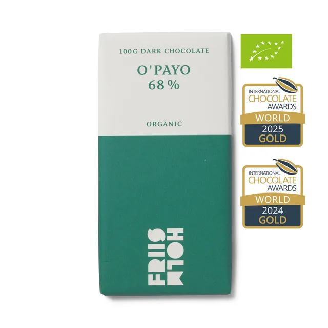 Friis-Holm O’Payo mørk sjokolade 100 g 68 % økologisk sitrus