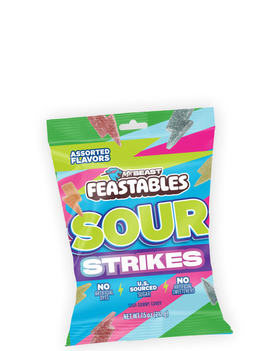 Sour Strikes vingummi 9 poser sur frukt lyn