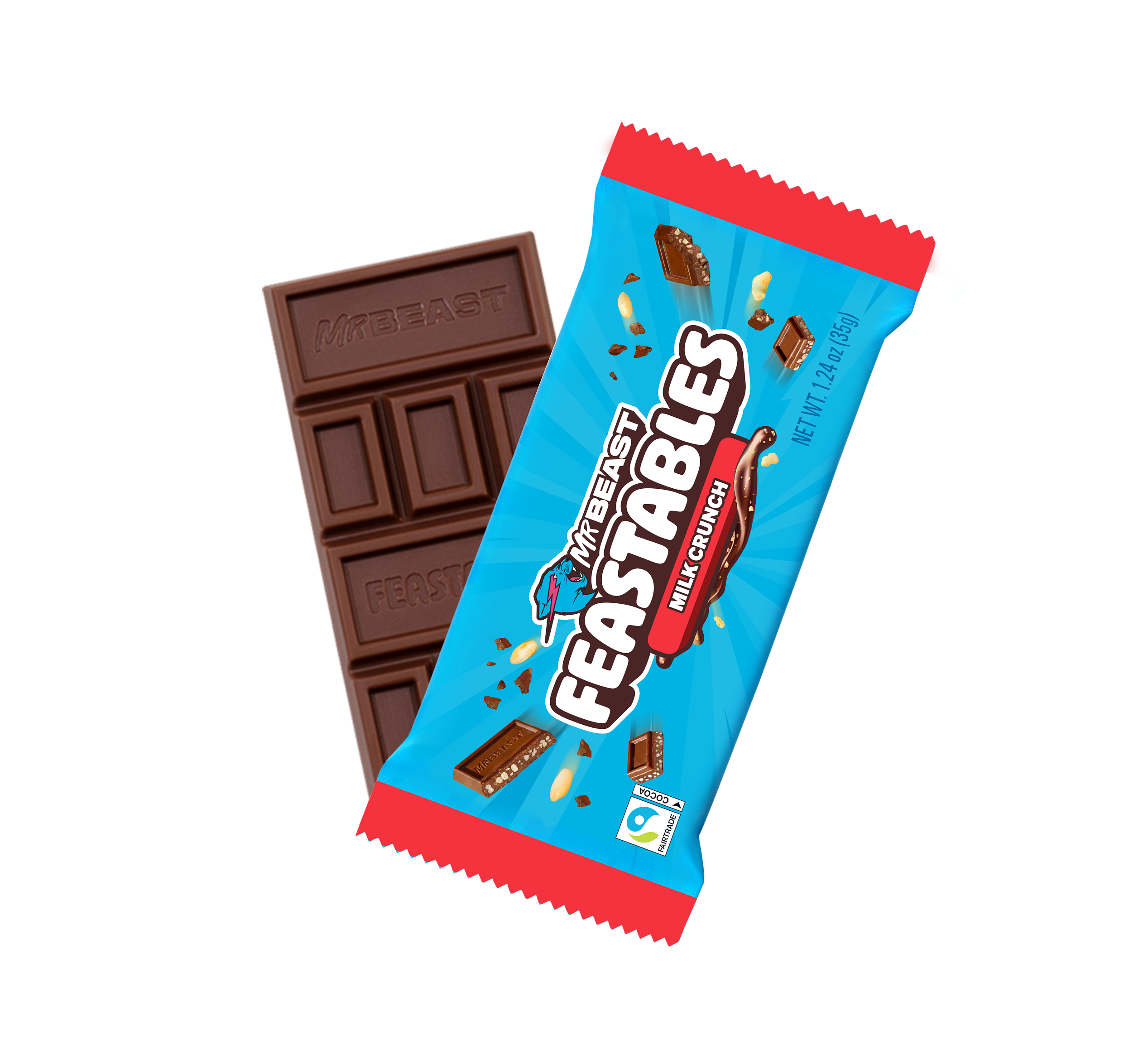 Feastables Milk Crunch sjokolade 10-pakning puffet ris
