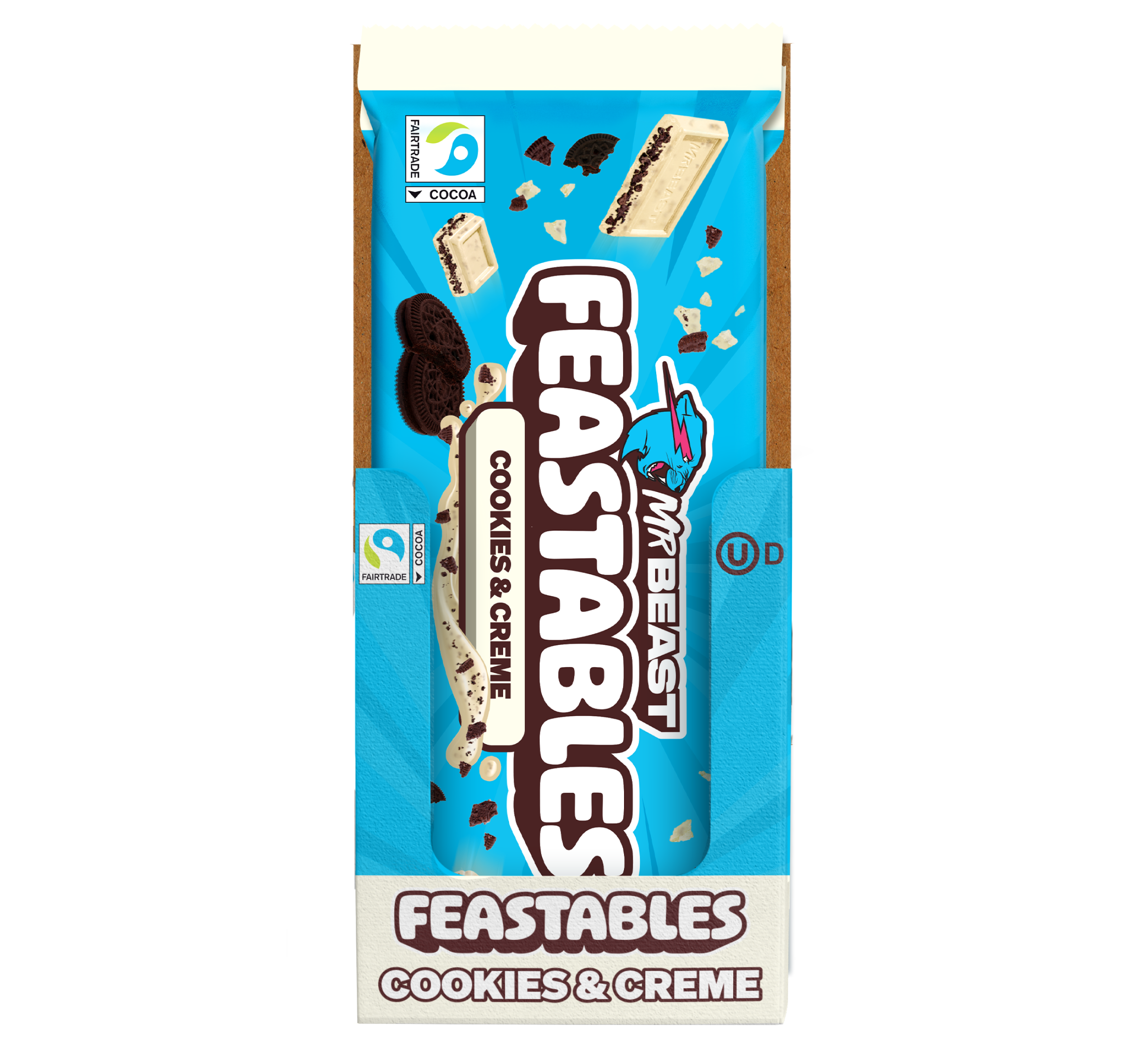 Feastables Cookies & Creme sjokoladeplate 10 pk hvit