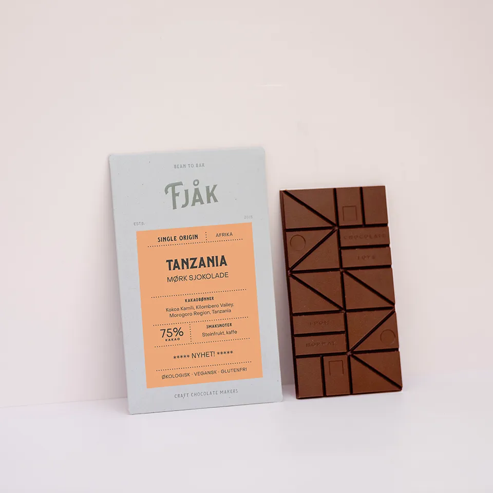 Fjåk Kokoa Kamilli 75% Tanzania mørk sjokolade