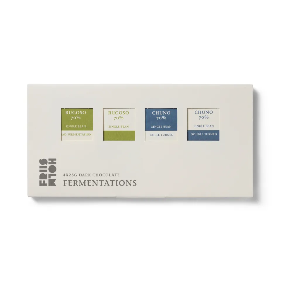 Friis-Holm Selection Fermentation sjokolade 4x25 g 70%