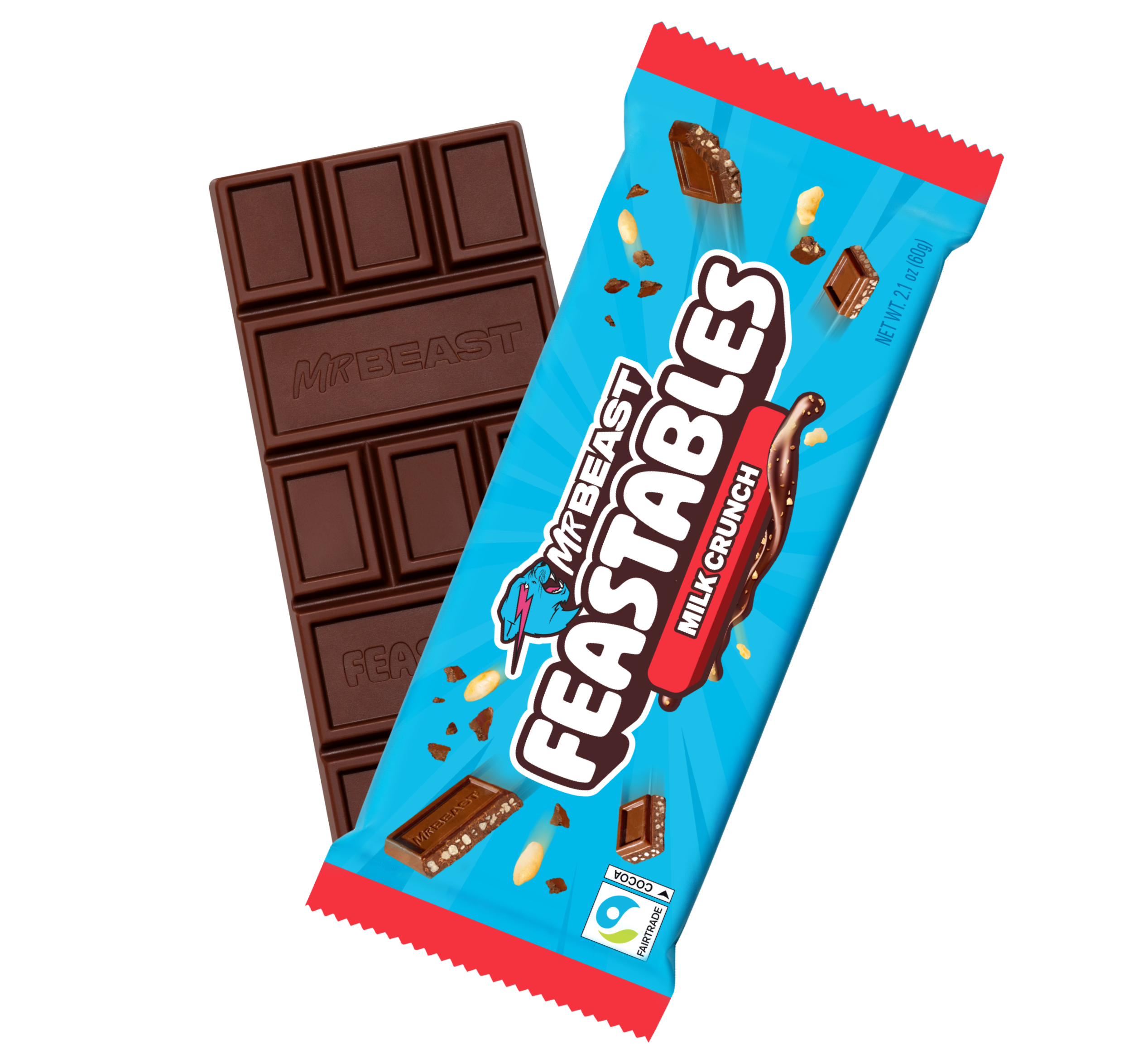 Feastables Milk Crunch sjokolade 10-pakning puffet ris