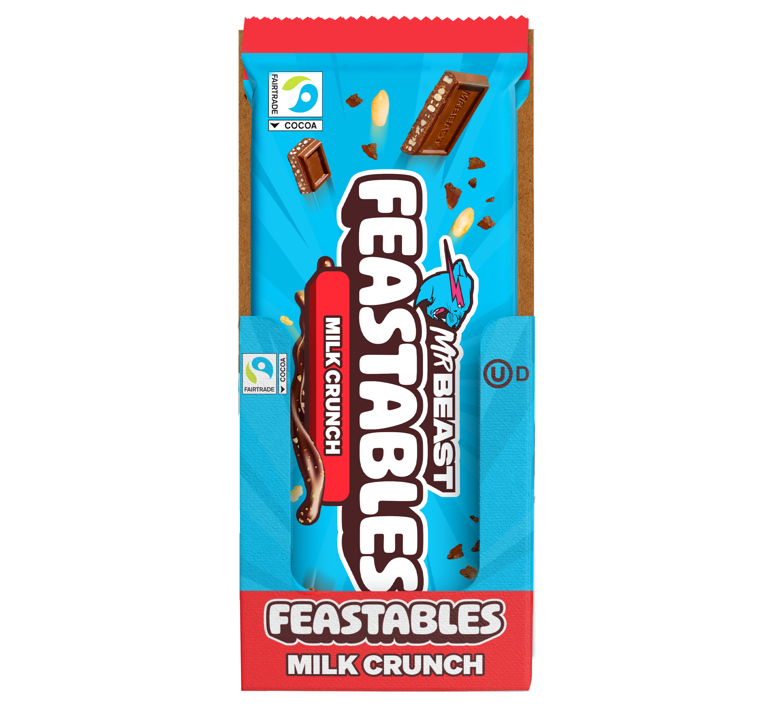 Feastables Milk Crunch sjokolade 10-pakning puffet ris