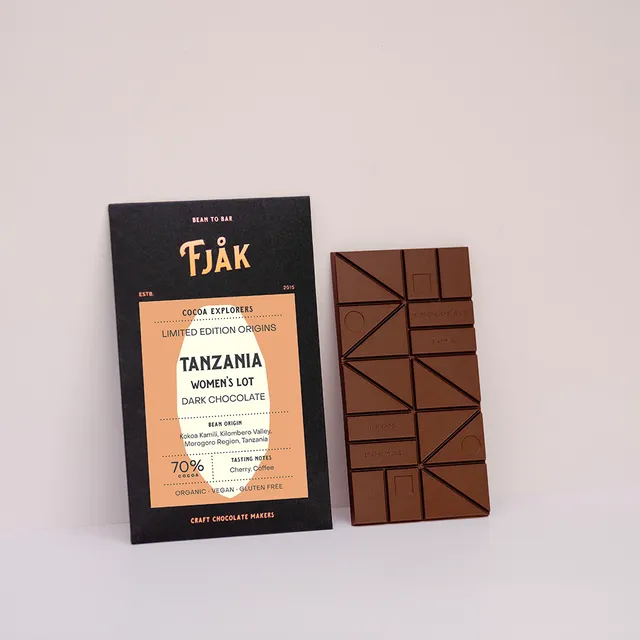 Fjåk Chocolate 70% Tanzania Women's Lot mørk sjokolade plate