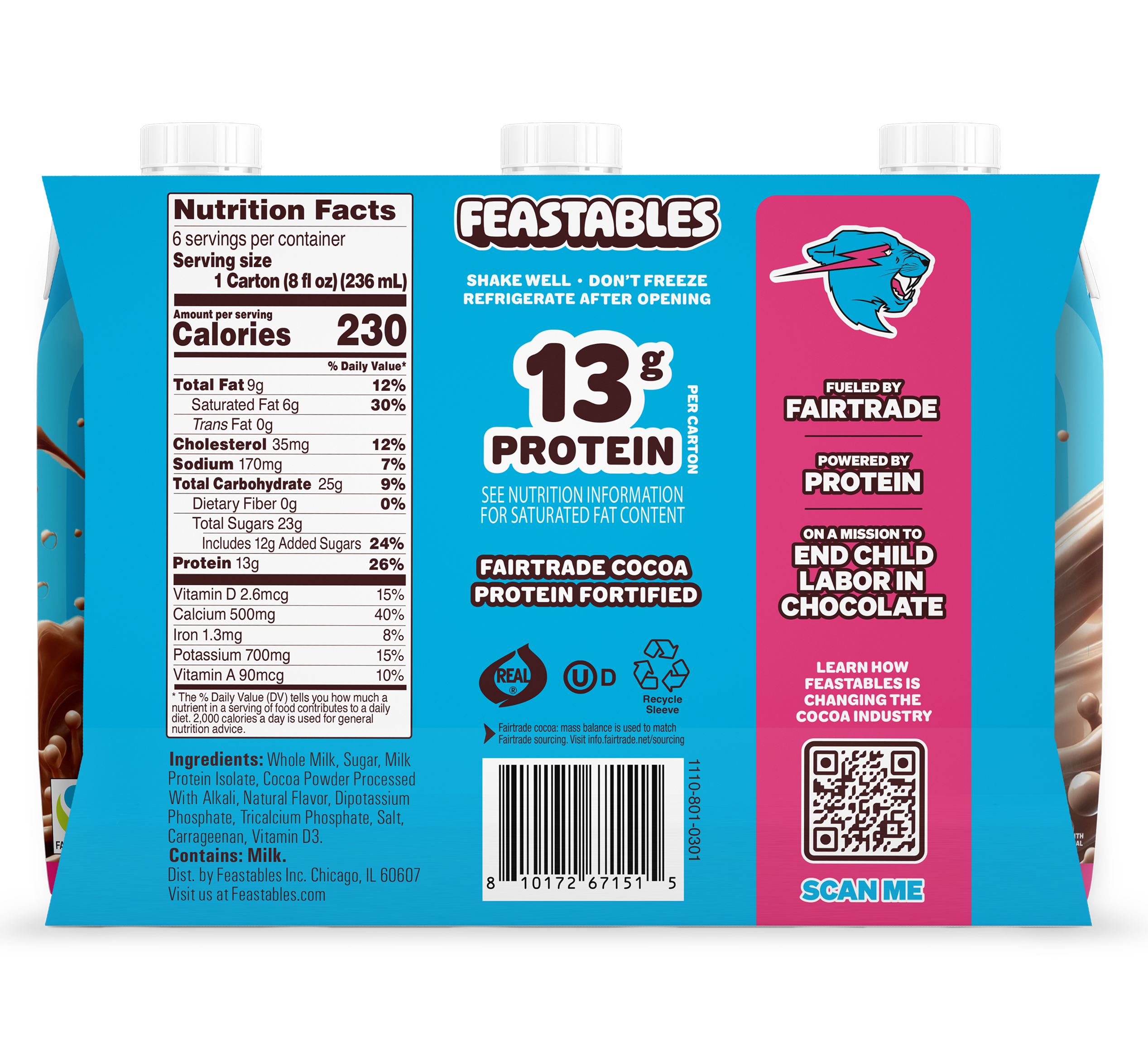 Feastables Chocolate Milk sjokolademelk 12 pk holdbar